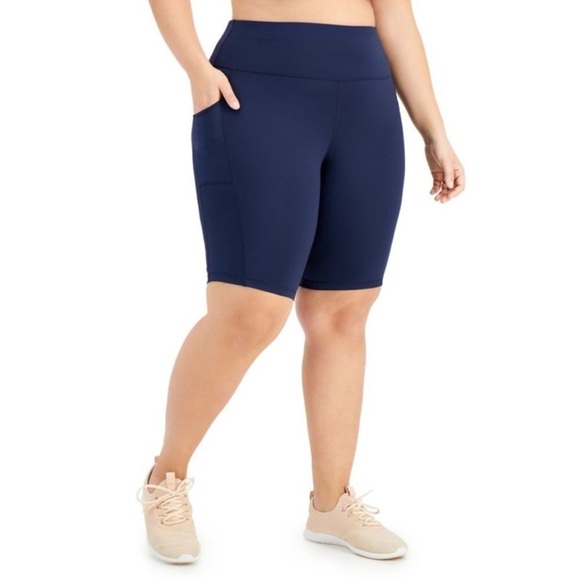 ID Ideology Women's Pull On Bicycle Shorts Blue, two side pockets - Picture 1 of 9